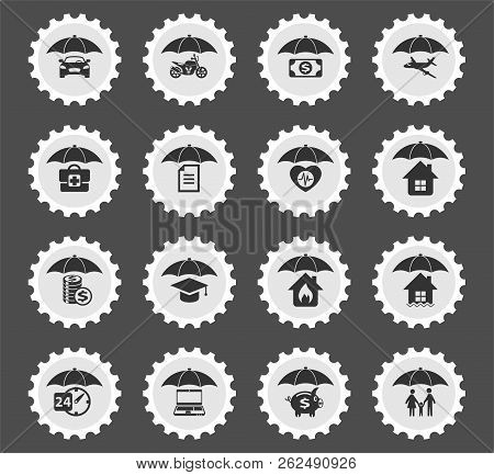 Insurance Web Icons Stylized Postage Stamp For User Interface Design