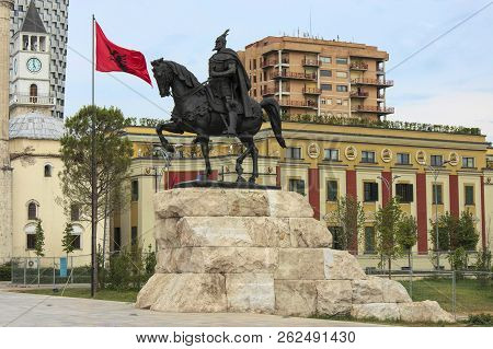 Tirana, Albania - 16 July 2017 : The Monument Of National Albanian Hero George Castriot Skanderbeg O
