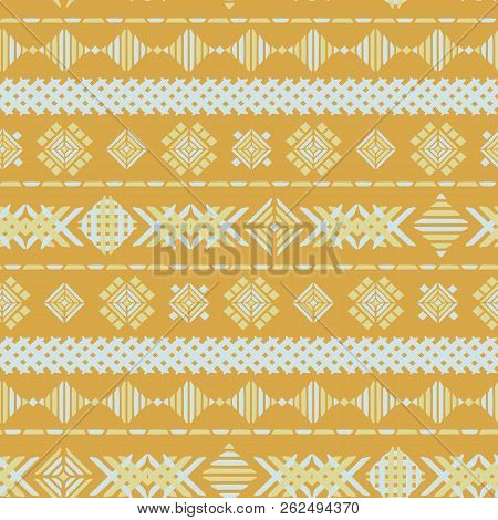 Yellow Geometric Embroidery Seamless Vector Background Texture