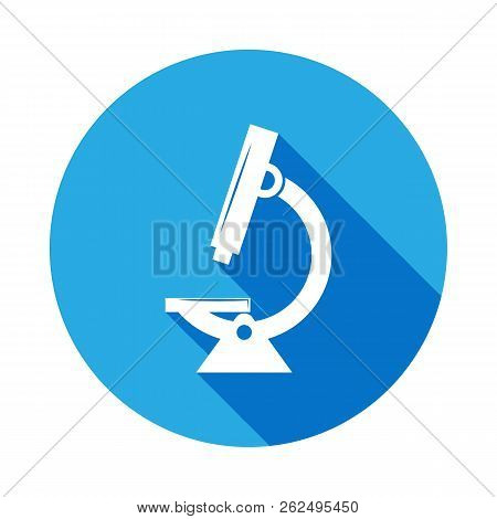 Microscope Icon With Long Shadow. Vector Graduation Icon. Education, Academic Degree. Signs, Outline