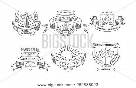 Collection Of Farm Products Logos, Retro Labels, Emblems For Farm Market, Natural Products Packaging