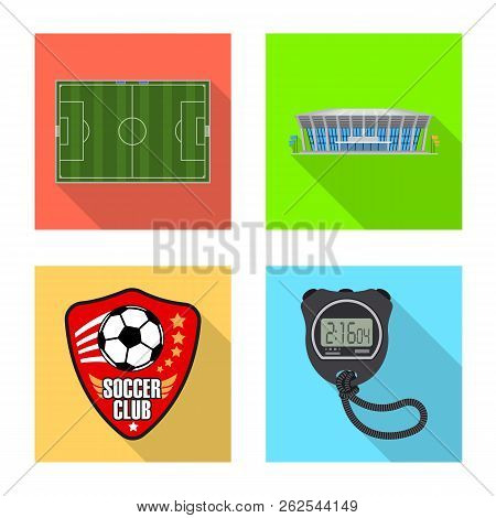 Vector Illustration Of Soccer And Gear Logo. Collection Of Soccer And Tournament Vector Icon For Sto