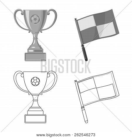 Vector Design Of Soccer And Gear Sign. Set Of Soccer And Tournament Stock Vector Illustration.