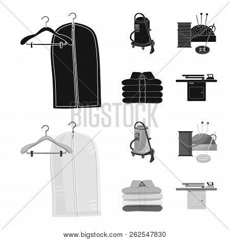 Vector Illustration Of Laundry And Clean Symbol. Set Of Laundry And Clothes Vector Icon For Stock.