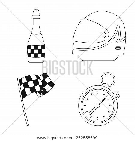 Vector Illustration Of Car And Rally Icon. Collection Of Car And Race Vector Icon For Stock.