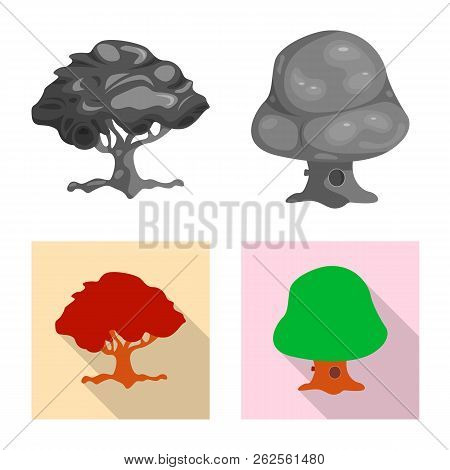 Isolated Object Of Tree And Nature Icon. Set Of Tree And Crown Vector Icon For Stock.