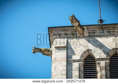 Detail Of The Bell Tower Of The Saint Jean-baptiste Church In Montaigu