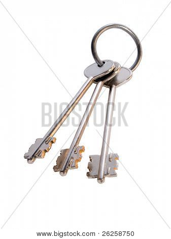 bos van drie toetsen op de ring geïsoleerd op wit