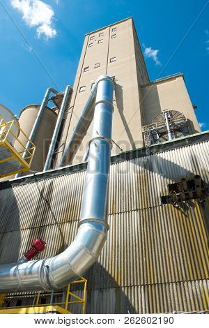 View Of Section Of A Grain Elevator, An Agrarian Facility Complex Used To Stockpile And Store Grain