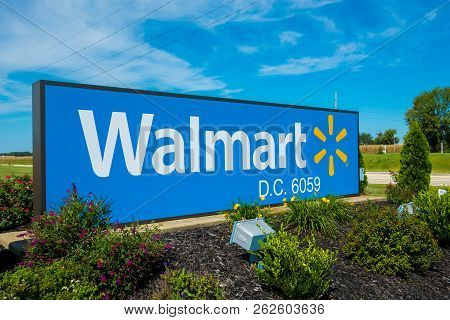 Olney, Illinois - September 11, 2018 - Entrance Sign To Walmart Distribution Center In Olney, Il