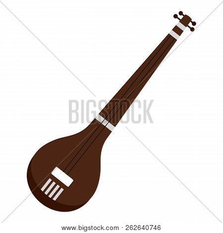 Traditional Indian Sarod Icon Flat Isolated On White Background Illustration