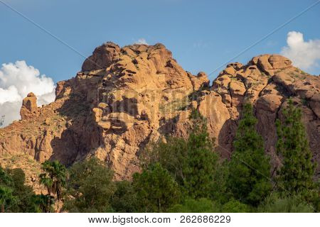 The Praying Monk rock formation on the north side of Camelback Mountain in Phoenix