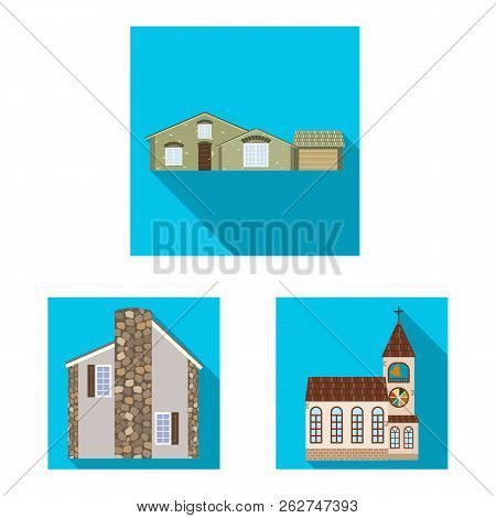 Vector Design Of Building And Front Symbol. Set Of Building And Roof Stock Vector Illustration.