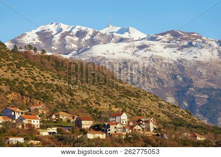 Mountain Landscape On A Sunny Winter Day. Montenegro, Dinaric Alps, View Of Snow-capped Peaks Of Lov
