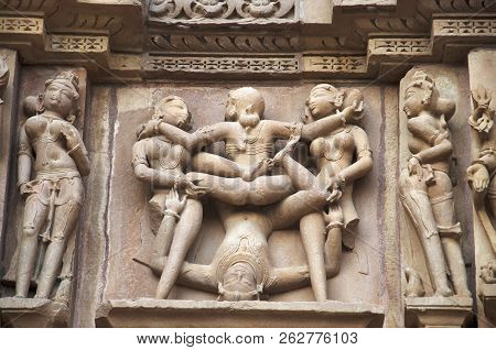 Kandariya Mahadev Temple, South Wall - Lower Panel - Mithuna Couple, Western Group, Khajuraho, Madhy