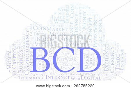 Bcd Or Bitcoin Diamond Cryptocurrency Coin Word Cloud. Word Cloud Made With Text Only.