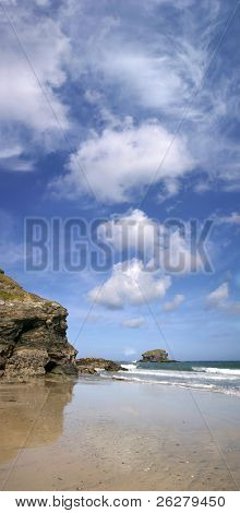 วิวมุมนวอลล์ Gull ร็อค Portreath