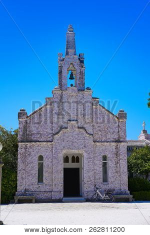 La toja island Toxa Chapel made of sea shells in Pontevedra Galicia Spain