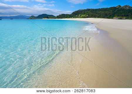 Islas Cies islands Rodas beach turquoise near Vigo of Galicia Spain