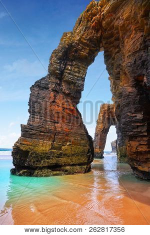 Playa las catedrales Catedrais beach in Ribadeo Galicia of Lugo Spain