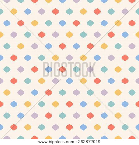 Cute Colorful Dots Seamless Pattern. Vector Geometric Texture With Small Confetti On Beige Backgroun
