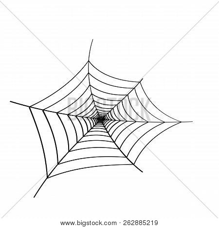 Black Spider Web On White Background. Design Element, Icon. Vector. Eps 10.