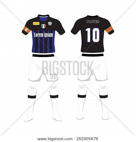 Uniform Of Football Design. Shirt Of Soccer Football. Football T-shirt. Front And Back Soccer Footba