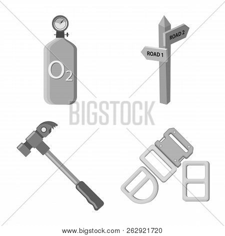 Vector Illustration Of Mountaineering And Peak Icon. Set Of Mountaineering And Camp Stock Vector Ill