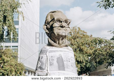 Germany, Muenster, October 5, 2018: Monument To The Resident Of Muenster Named Paul Wolfe. He Devote