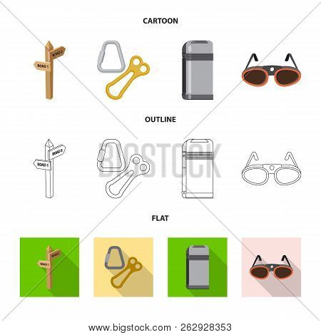 Vector Design Of Mountaineering And Peak Logo. Set Of Mountaineering And Camp Stock Symbol For Web.