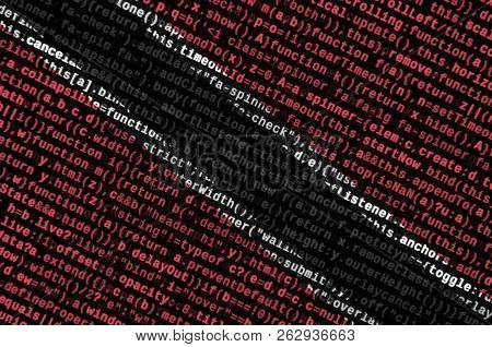 Trinidad And Tobago Flag  Is Depicted On The Screen With The Program Code. The Concept Of Modern Tec
