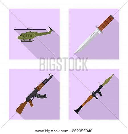 Vector Design Of Weapon And Gun Logo. Collection Of Weapon And Army Vector Icon For Stock.