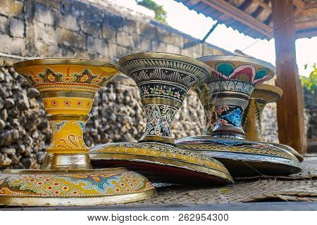 Traditional Trays With Carvings In Bali, This Obyek Using For Traditional Ceremonies