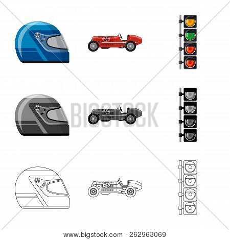 Vector Illustration Of Car And Rally Logo. Set Of Car And Race Stock Vector Illustration.