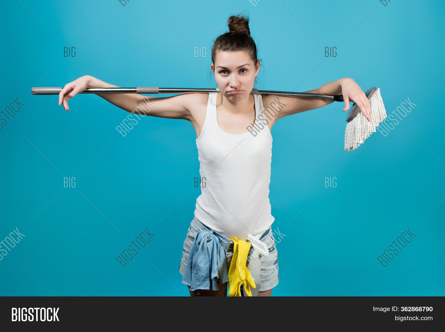 Housekeeper Holds Mop Image & Photo (Free Trial) Bigstock