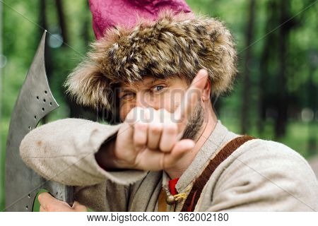 City Cossack 1st Half Of The 17th Century. In A Caftan, A Fur Hat In The Hands Of Birding.