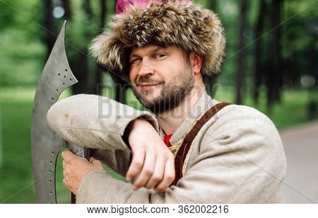 City Cossack 1st Half Of The 17th Century. In A Caftan, A Fur Hat In The Hands Of Birding.