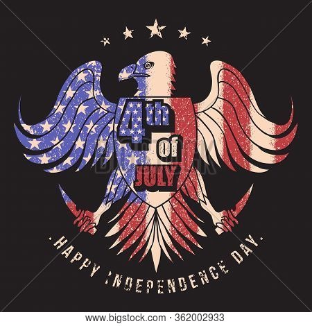 Eagle Usa Flag 4th Jully Vector Illustration