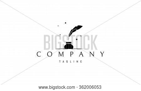 Vector Logo On Which An Abstract Image Of An Inkwell With A Feather Personifying The Writers Craft.