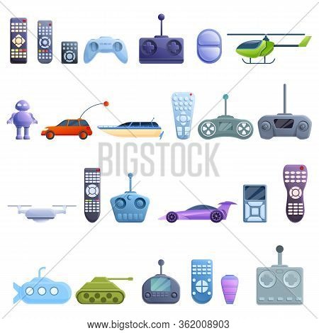 Remote Control Icons Set. Cartoon Set Of Remote Control Vector Icons For Web Design
