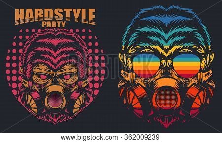 Gorilla Mask Retro Hard Party Vector Illustration For Your Company Or Brand
