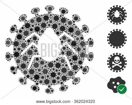 Collage Bug Virus Organized From Sars Virus Icons In Various Sizes And Color Hues. Vector Infection 