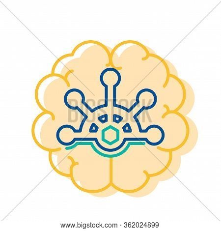 Behavior Control Icon Steering Wheel Over Brain