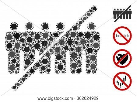 Mosaic No People Line United From Covid-2019 Virus Items In Variable Sizes And Color Hues. Vector Vi