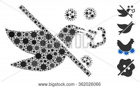 Mosaic No Bird Flu Organized From Sars Virus Items In Random Sizes And Color Hues. Vector Infection 
