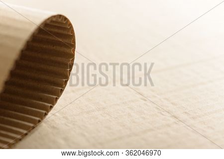 Carton Or Cardboard Packing Material. Texture Of Corrugated Paper Sheets Made From Cellulose. Suppli