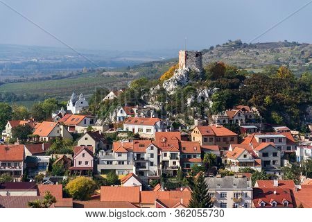 Goat Tower Kozi Hradek Rocky Dominant Of The Mikulov Skyline, South Moravia, Czech Republic, Sunny S