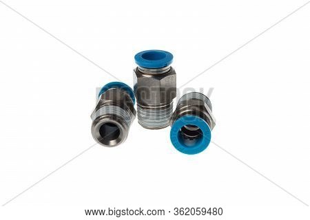 Varna, Bulgaria - March 21, 2020: Set Of  Festo Pneumatic Straight Fittings For Plastic Tube To 1/4