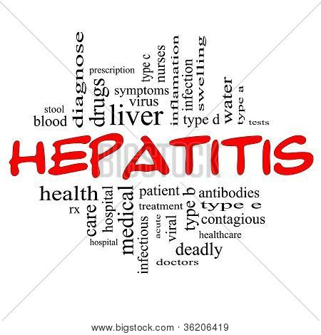 L'hépatite Word Cloud Concept en rouge & noir