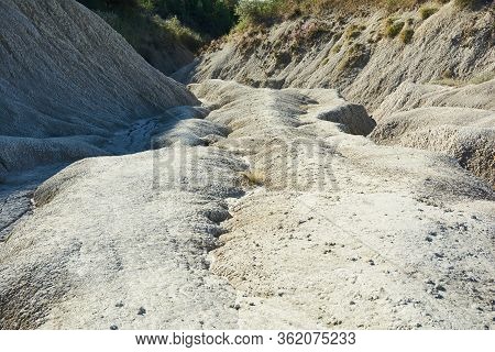 Muddy Volcanoes Paclele Mari Near Buzau, Romania. Mud And Natural-gas Eruptions Create Small Volcano